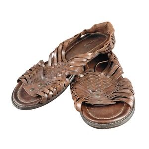 Bed Stu Cobbler Series Mens Brown Woven Leather Huarache Sandals Made in Mexico